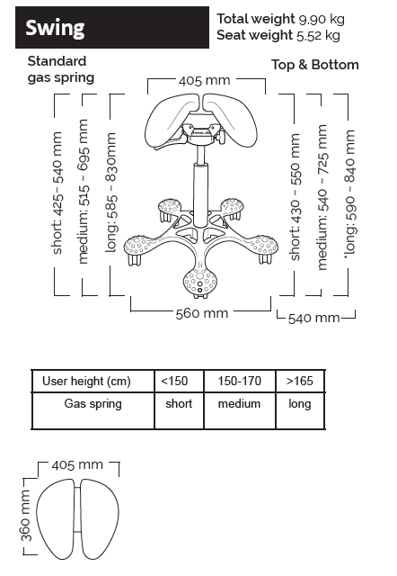 Salli dimensioner Swing